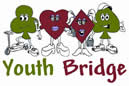 Youth Bridge logo, the four card suits personified